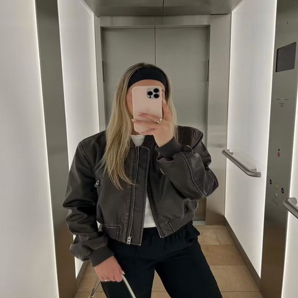pu leather women bomber jacket autumn oneck long sleeve jacket