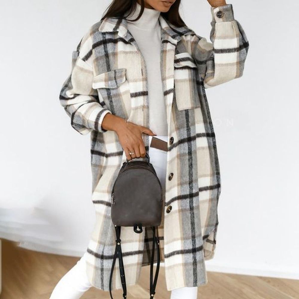 puimentiua vintage women long sleeve woolen coats fashion ladies thick