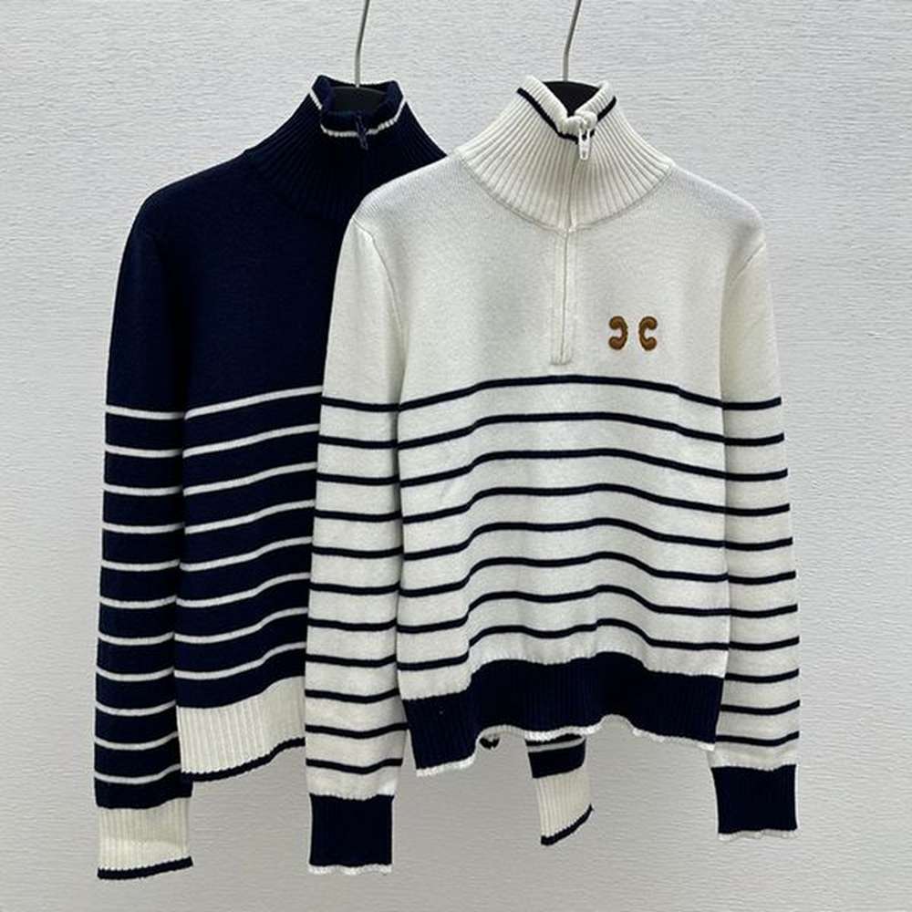 pullover jumper women turtleneck long sleeve sweater designer zip neck