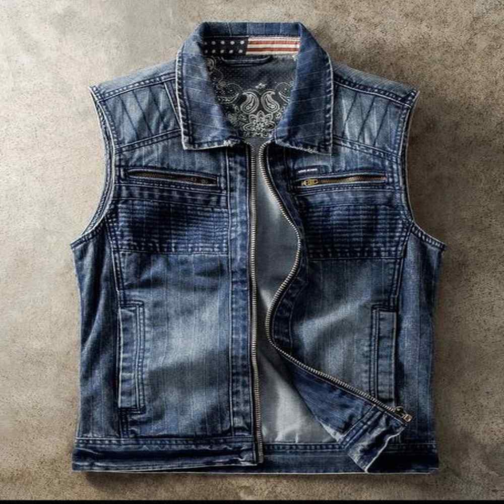 Punk Mens Rock Denim Vest Vintage Blue Cowboy Waistcoat Slim Fit Fashion Jeans Sleeveless Jacket Motorcycle Biker Vests Tops 250116
