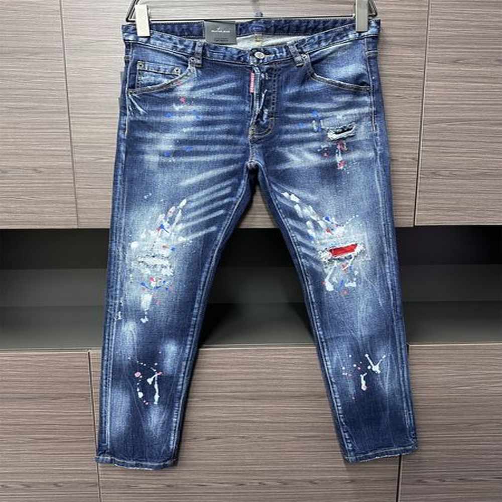 purple jeans Fashion Mens Purple jeans Street designer mid-waist fly Black Stretch stretch skinny ripped jeans High quality button zipper fl