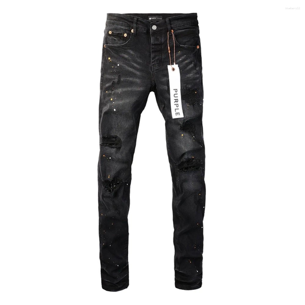 Purple Jeans Mens High Quality Original Purple Jeans Brand Top Designer High Street Pants Paint Hole Black Fashion Comfortable Luxury Men An