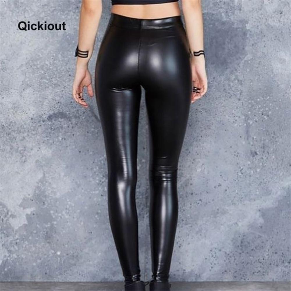 qickitout fashion sexy women leggings leather pants soild black hot