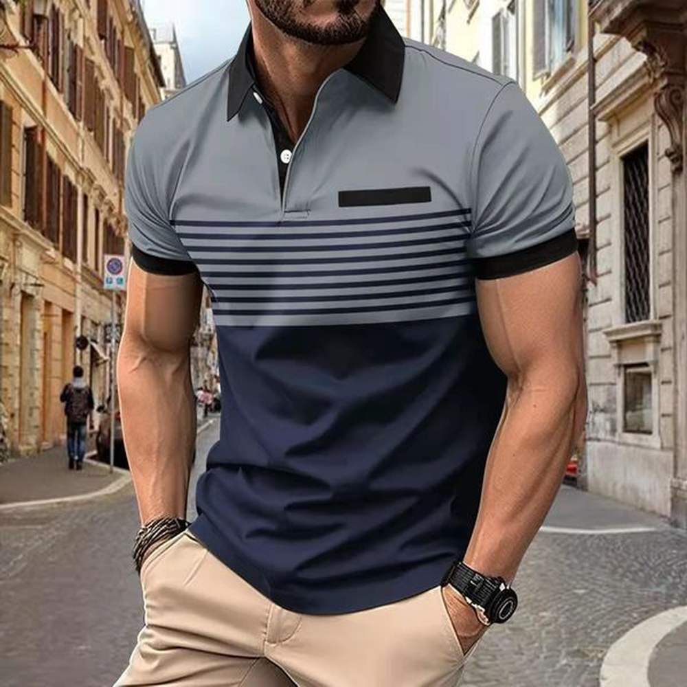 Quality mens shirt Fashion short sleeve striped stamp POLO casual lapel 240415