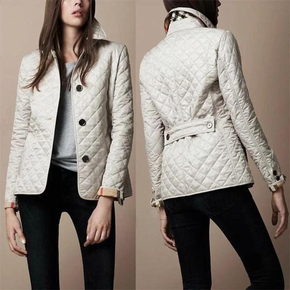 quilted coat winter jacket women turndown collar jackets for elegance
