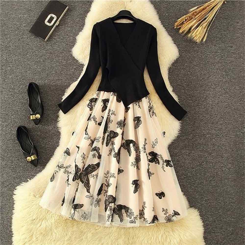 ral lace vneck long sleeve knit midi dress spring