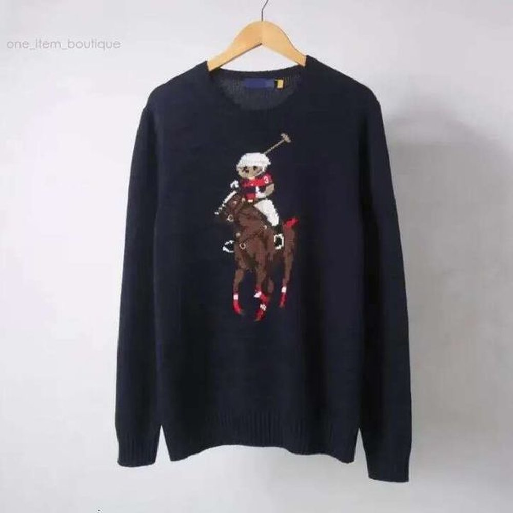 Ralp Laureen Designer Men Knits Sweater Bear Embroidery S Pullover Ralphy Tracksuit Crewneck Knitted Long Sleeve Casual Christmas Ralphy Swe