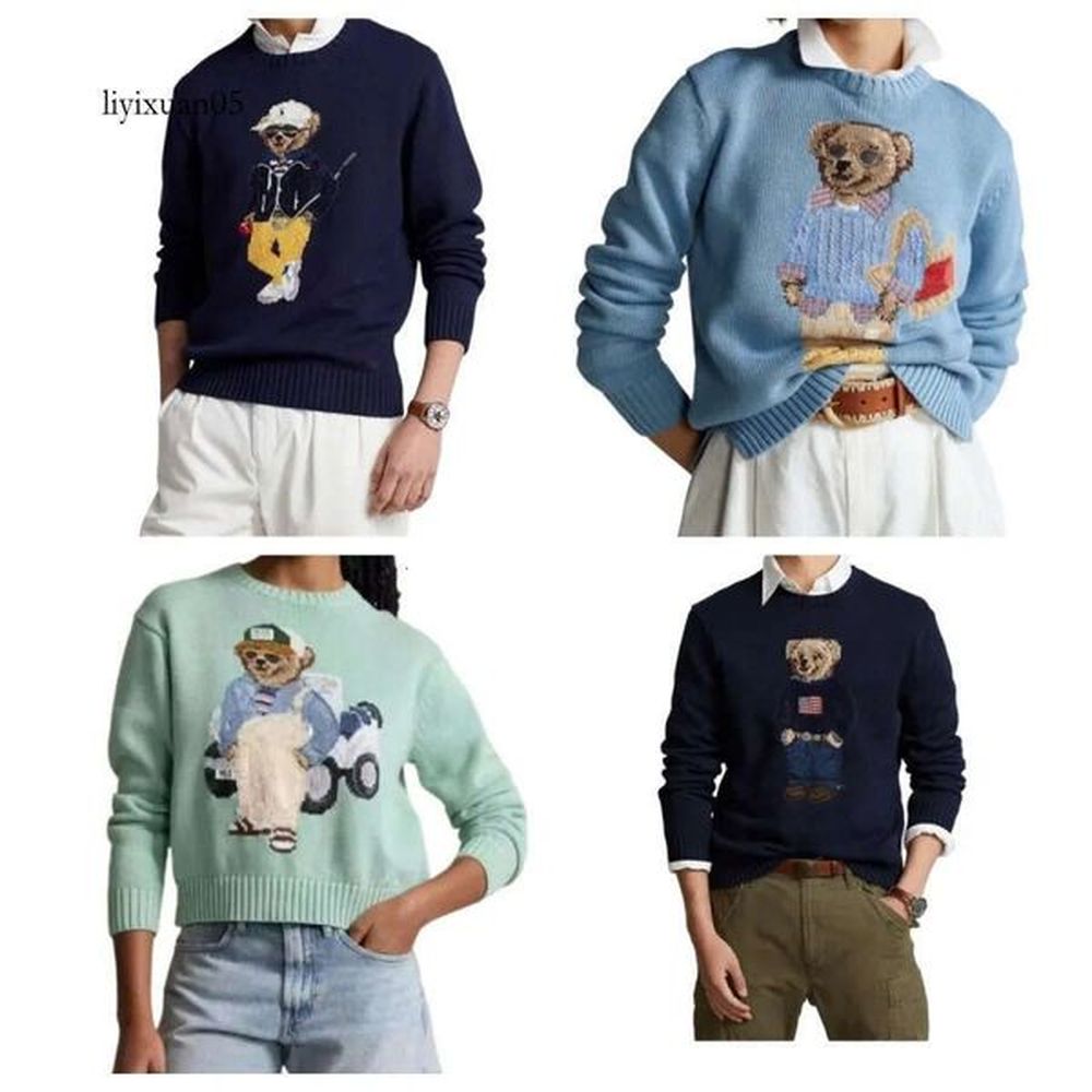 Ralphly Laurenn Designer Sweaters For Mens Designer Jumper Bear Sweater Round Neck Long Sleeve Knitwear Embroidery Pullover Designer Sweater