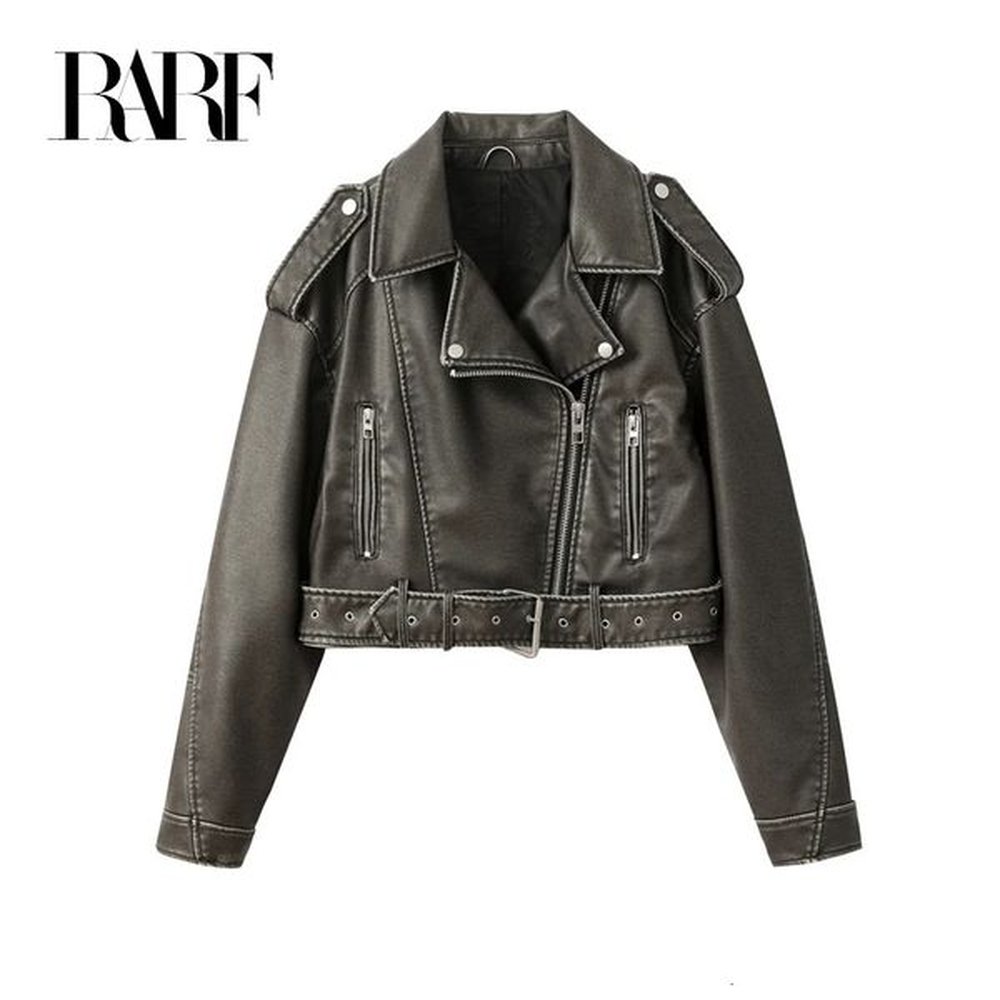 rarf coal graysty le womens washed leather jacket with