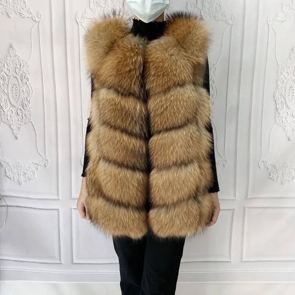 real fur raccoon vest natural coat for jacket female coats