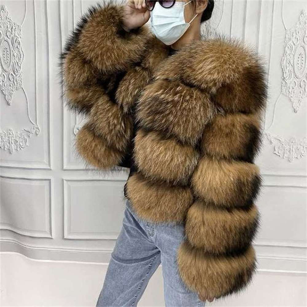 real natural raccoon jacket womens fashion vest fur coat sleeves