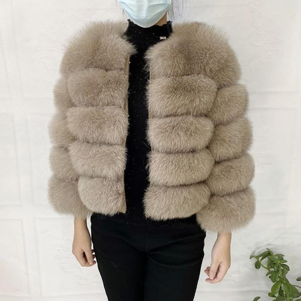 real natural winter womens jacket warm fox coat high