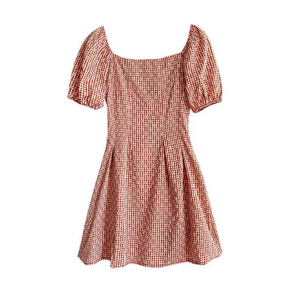 red blue slash neck short sleeve mini dress floral print