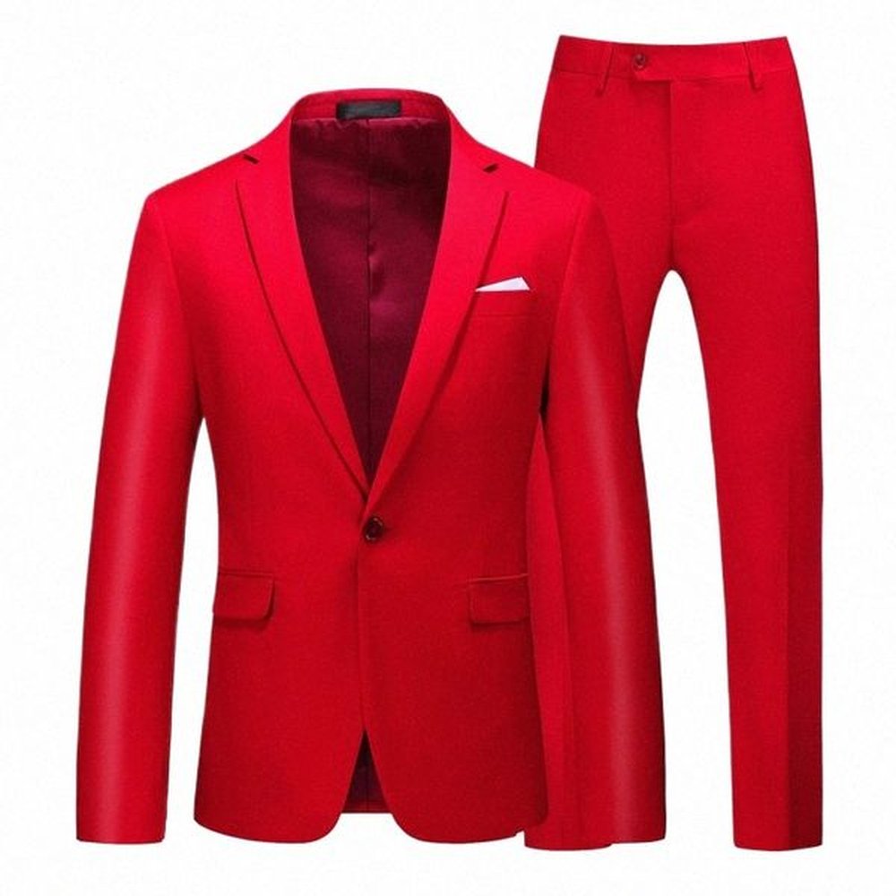 red Formal Suit 2 Piece Sets for Men Wedding Party Dr Coat and Pants Big Size Terno Masculino Black White Blue Costume Homme z1rR#