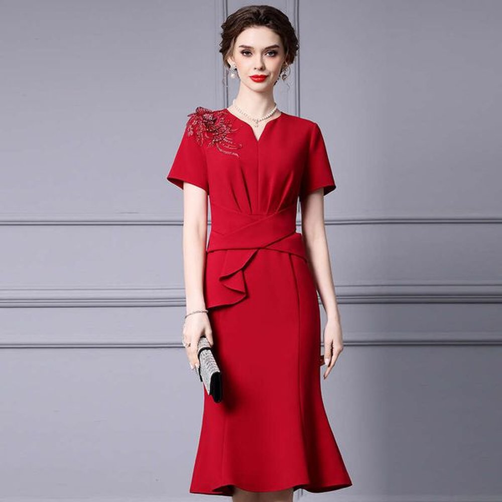 red granny wedding three dimensional flower collection waist bag hip