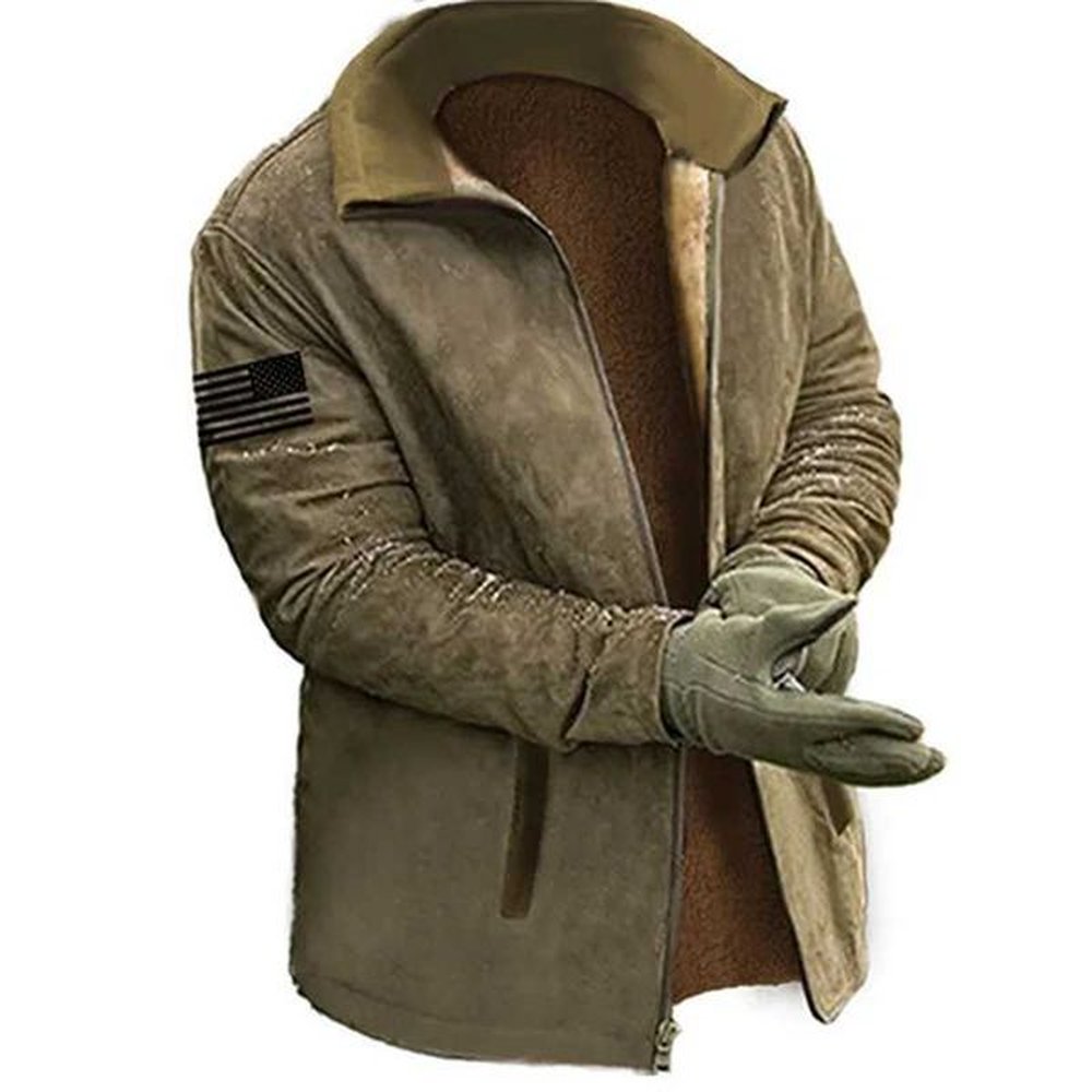 Restic winter casual mens jacket with wool lining jacket pocket and inner fur lining ethnic retro warm chunky plush fashioC241009