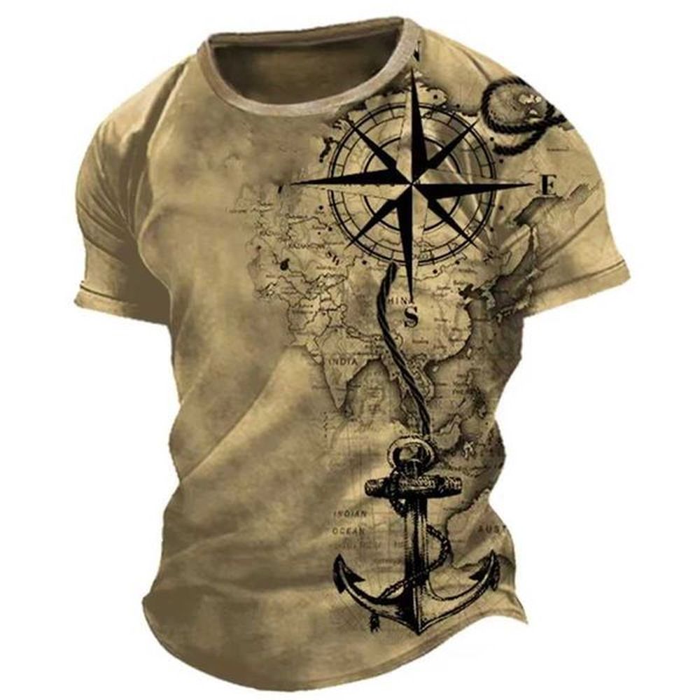 Retro mens T-shirt summer American shirt top printed short sleeved T-shirt loose mens casual T-shirt W241026