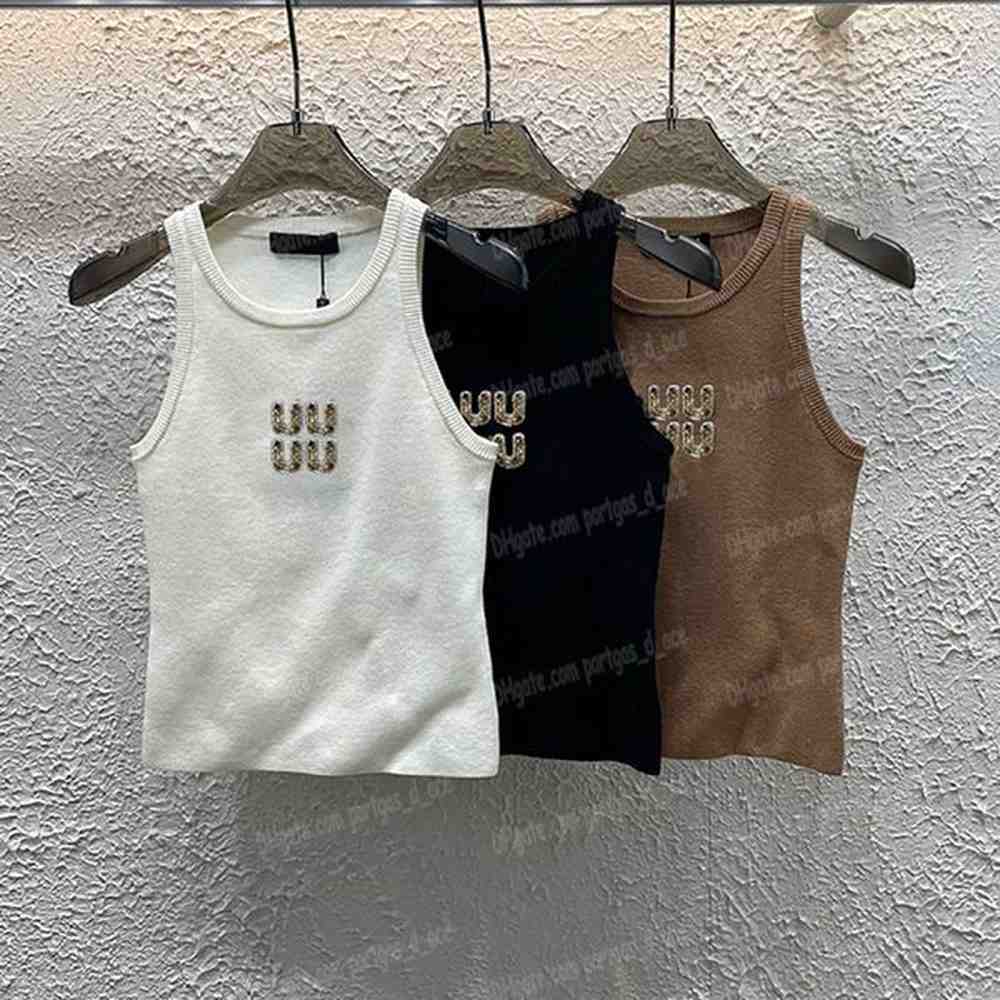 rhinestones luxury knitted tanks women sexy sleeveless knit singlets top