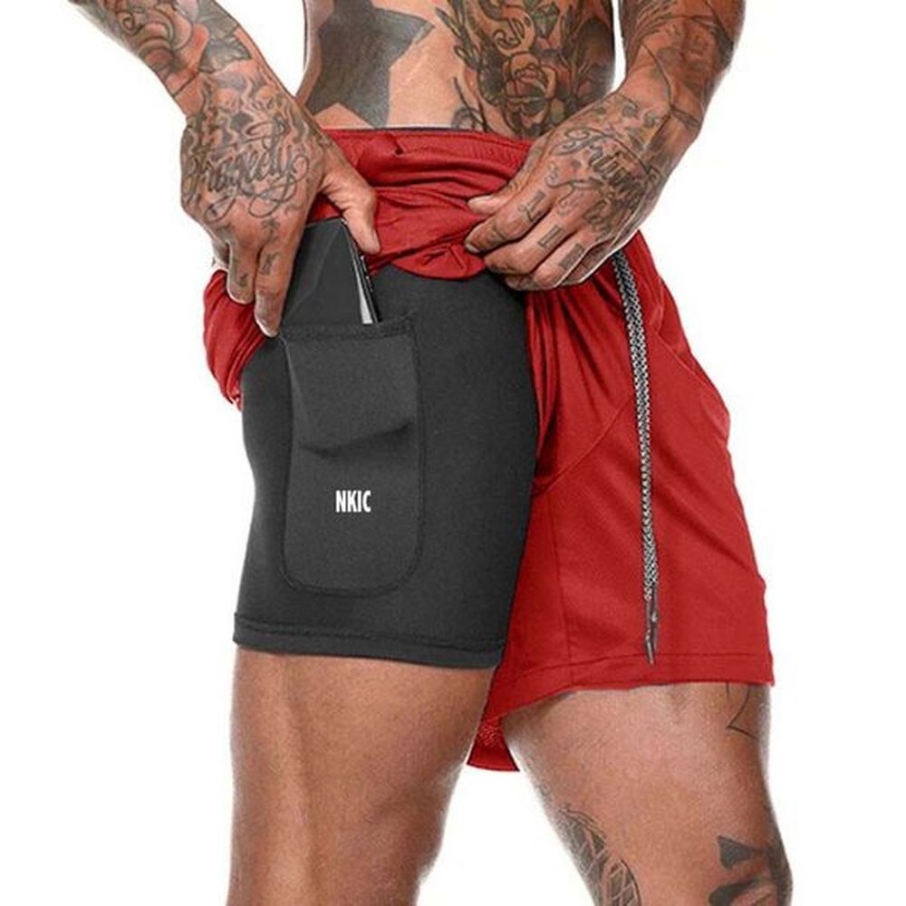 Running Shorts Men Gym Sports Shorts 2 In 1 Quick Dry Workout Training Gym Fitness Jogging Brand Short Pants Summer Men Shorts Plus Size S-3