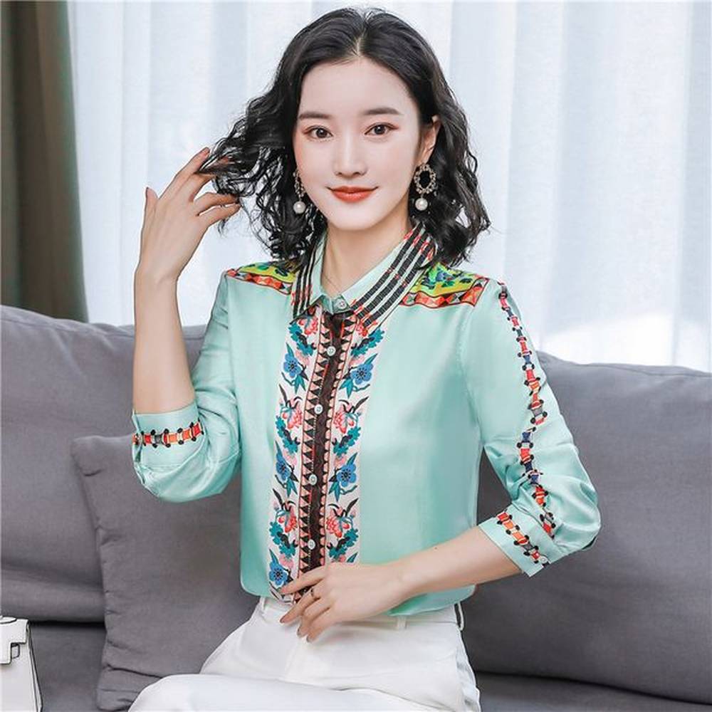 runway luxury retro silk satin shirt long sleeve spring autumn