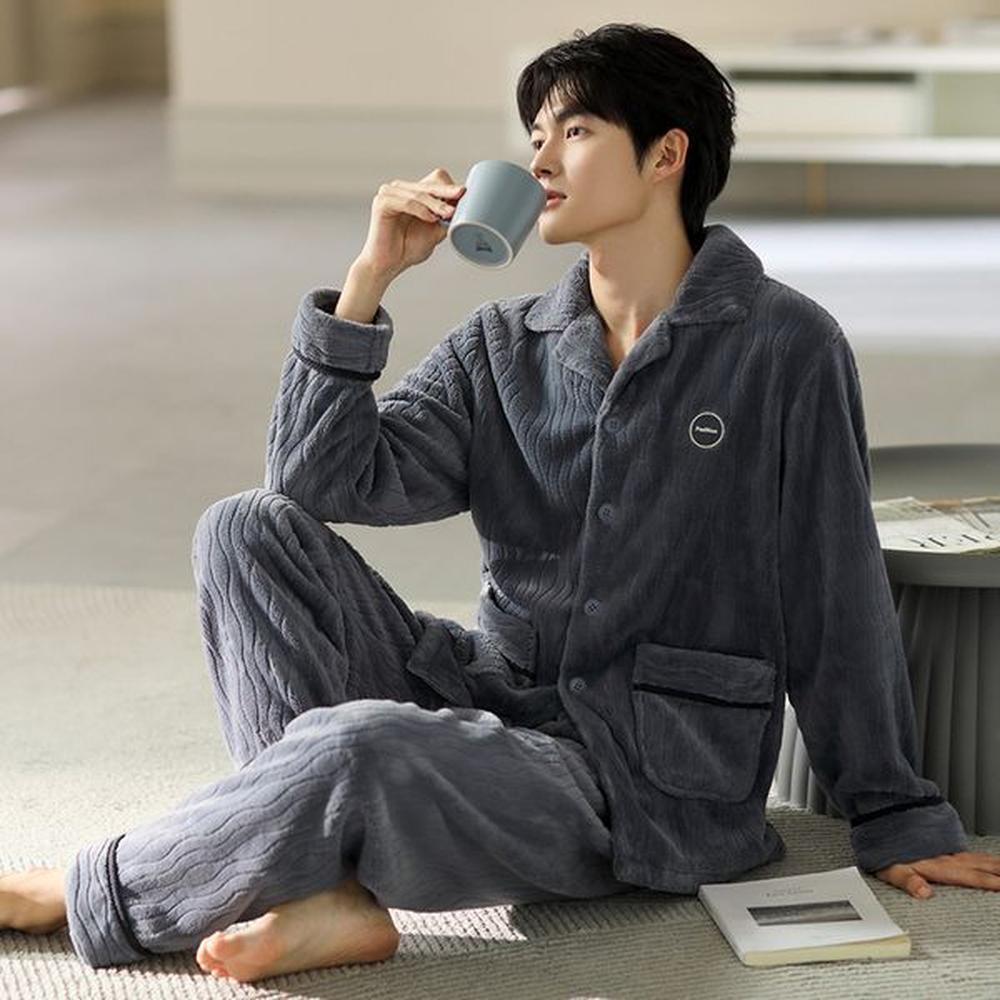 s designer sleepwear coral thickened and velvet warm men autumnwinter