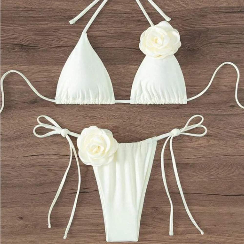 s l sexy d flowers halter strappy bikini women swimwear