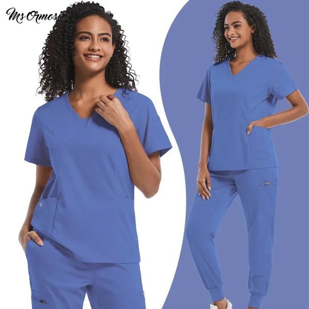 scrubs uniform women nurse scrub set unisex pocket top zipper