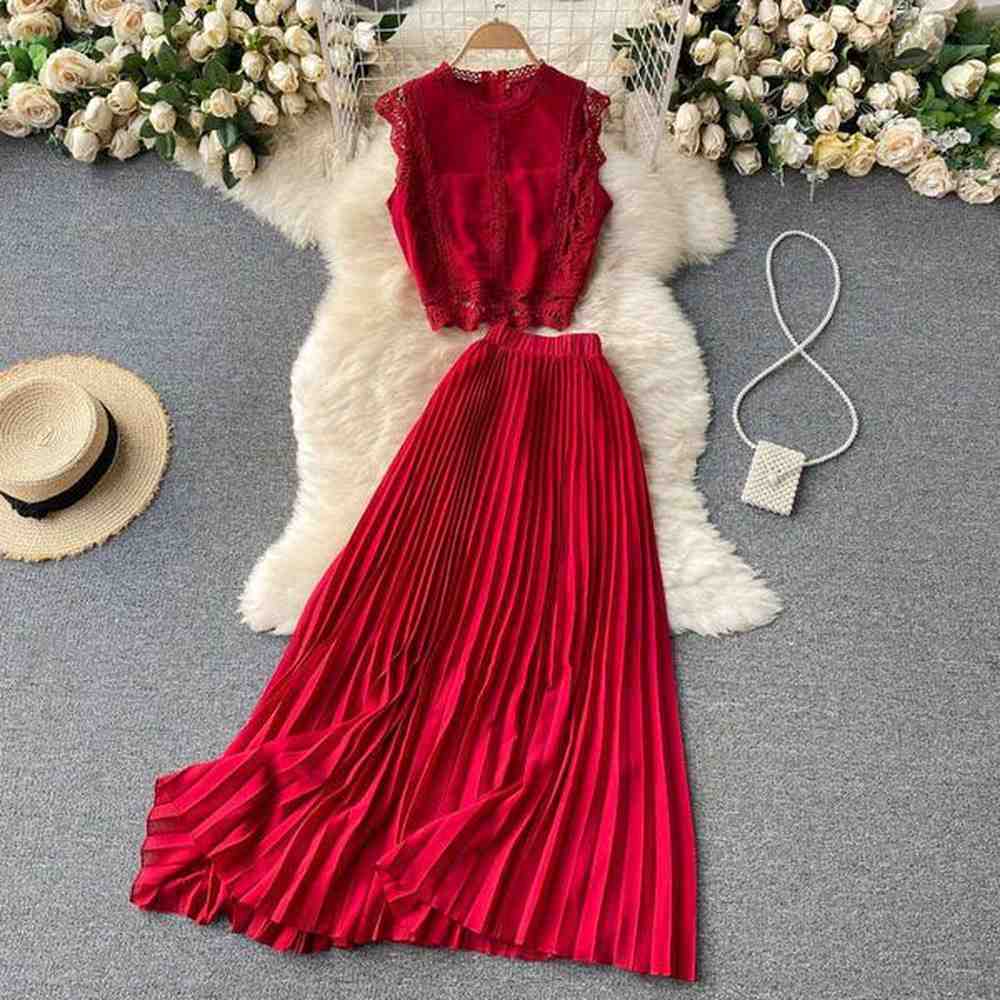 seaside vacation summer womens lace top high waist slim