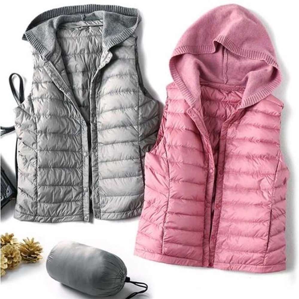 sedutmo winter hooded duck down vest women ultra light short