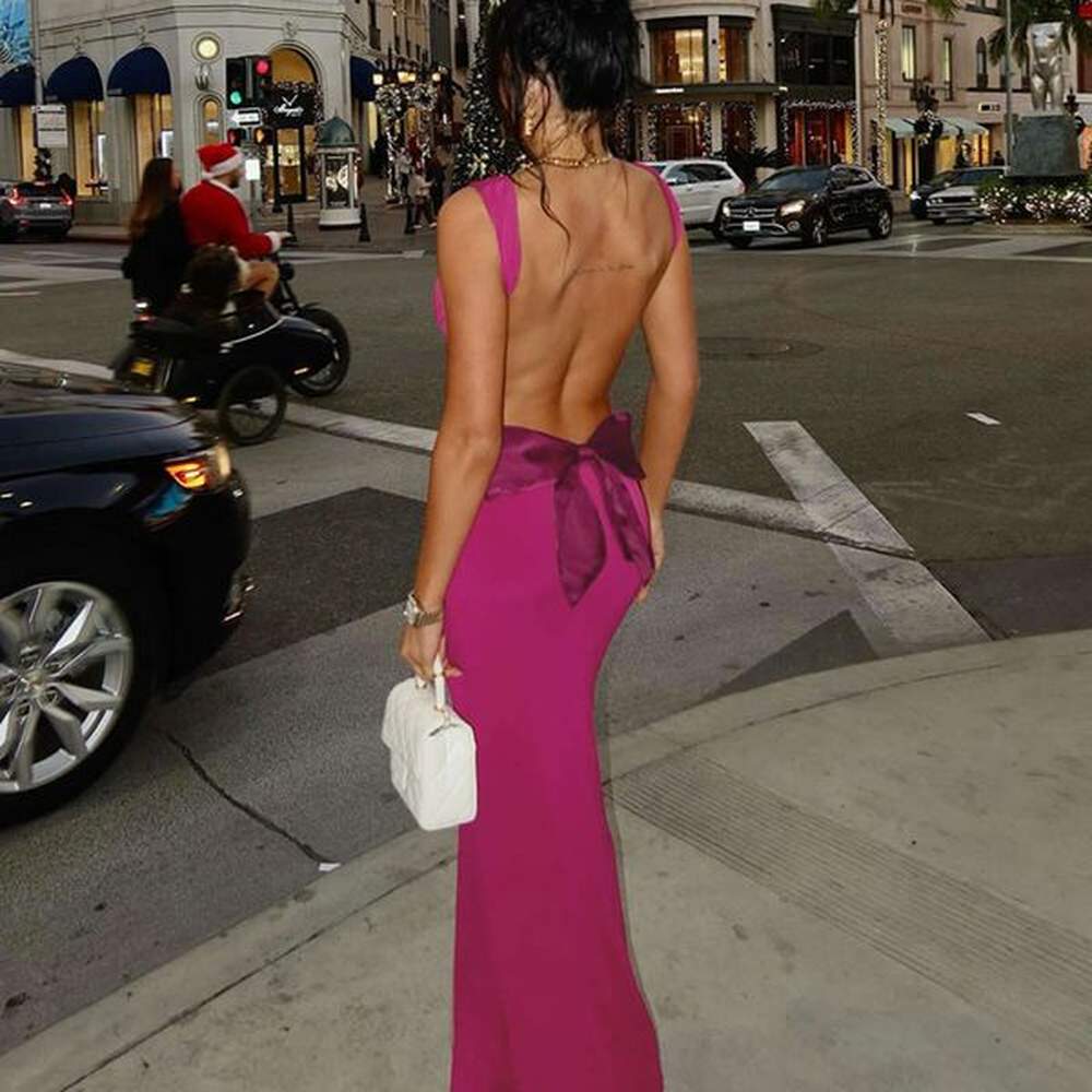 selected hot selling new sexy backless slim fitting patchwork bow