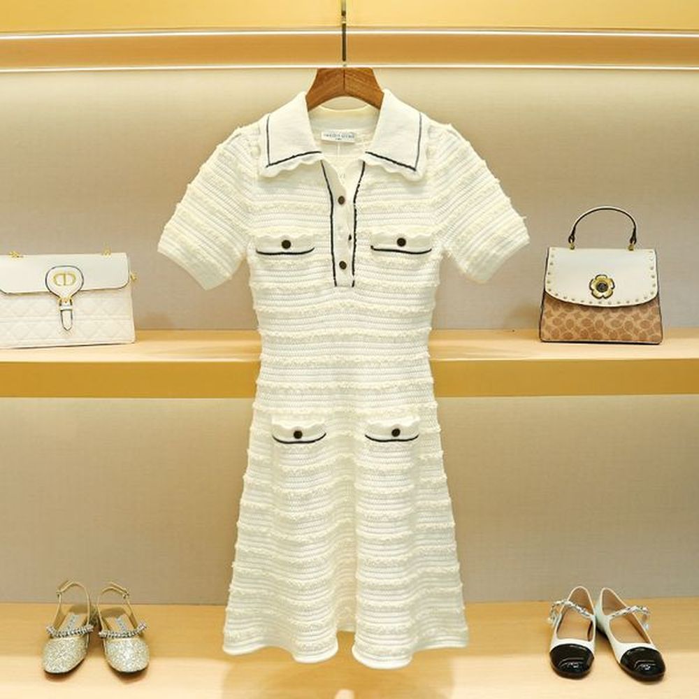 self portrait jaquard mini shirt dress