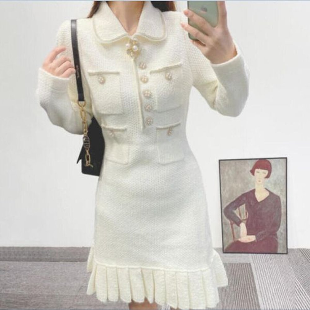 self portrait women long sleeved knitted dress