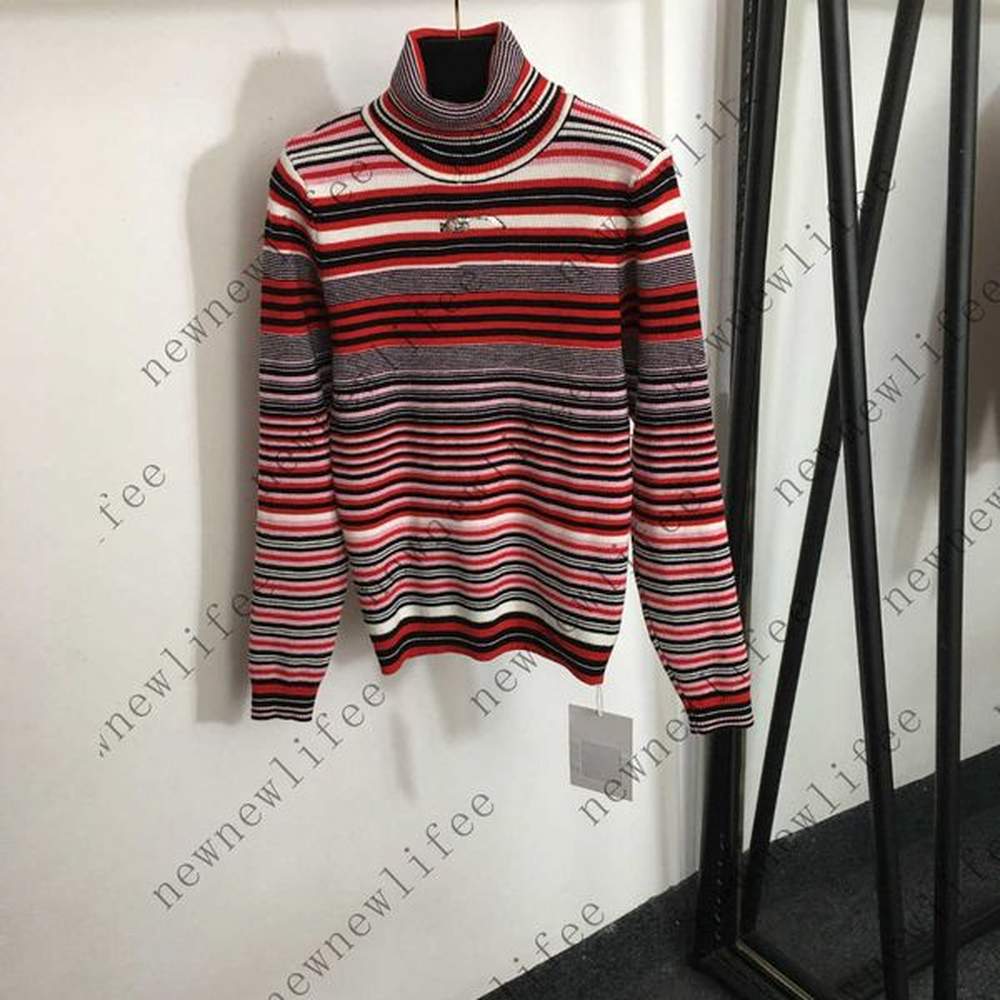 sequin logo sweater for women high collar girl knitted pullover