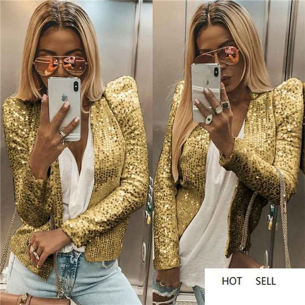 sequins cardigan womens bing long sleeve stand collar coats autumn