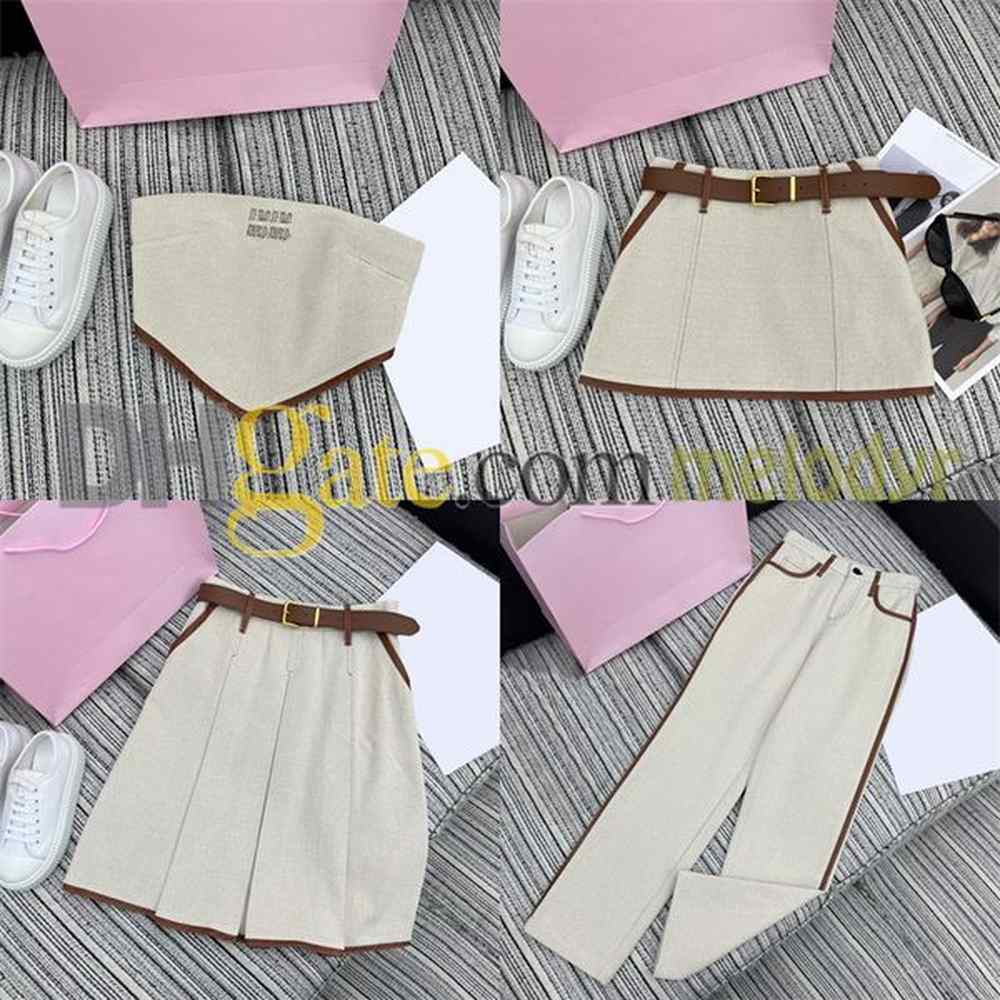sexy bandeau top skirt set embroidery letter pleated dress fashion