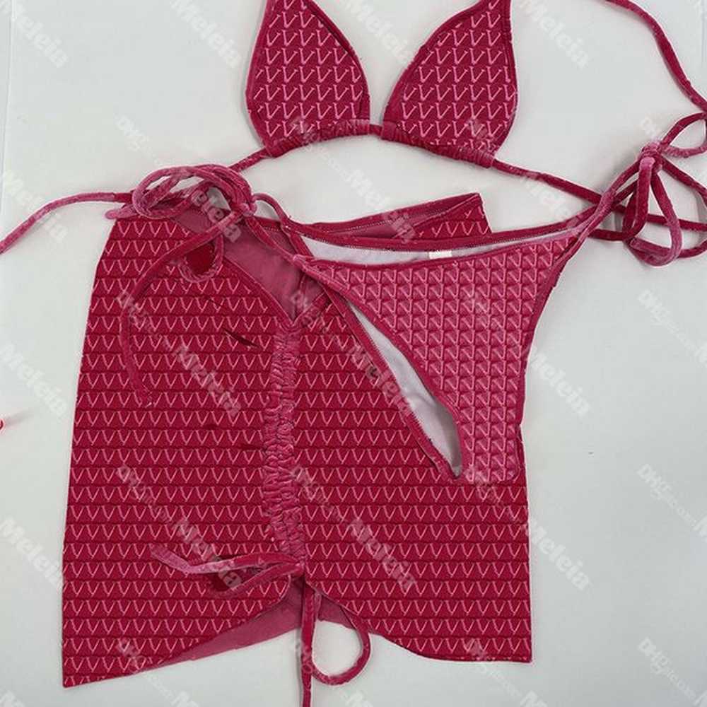 sexy beach bikinis set velvet swimwear three piece fashion letter