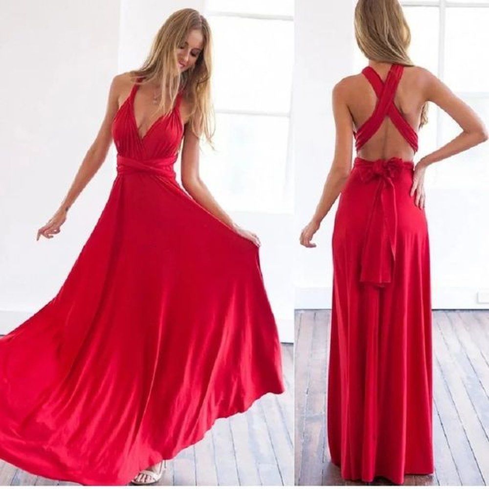 sexy fashion bandagelong dresses women summer boho female red long