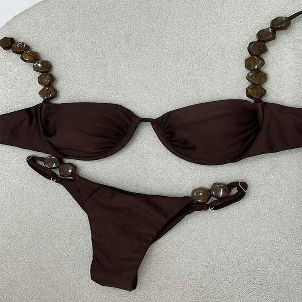 sexy low waist bikini set swimsuit solid strappy swimwear