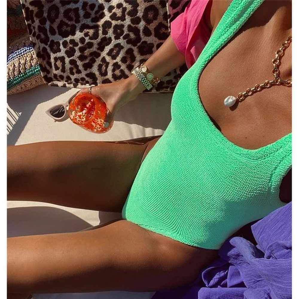 sexy women one piece swimsuit swimwear female solid push up