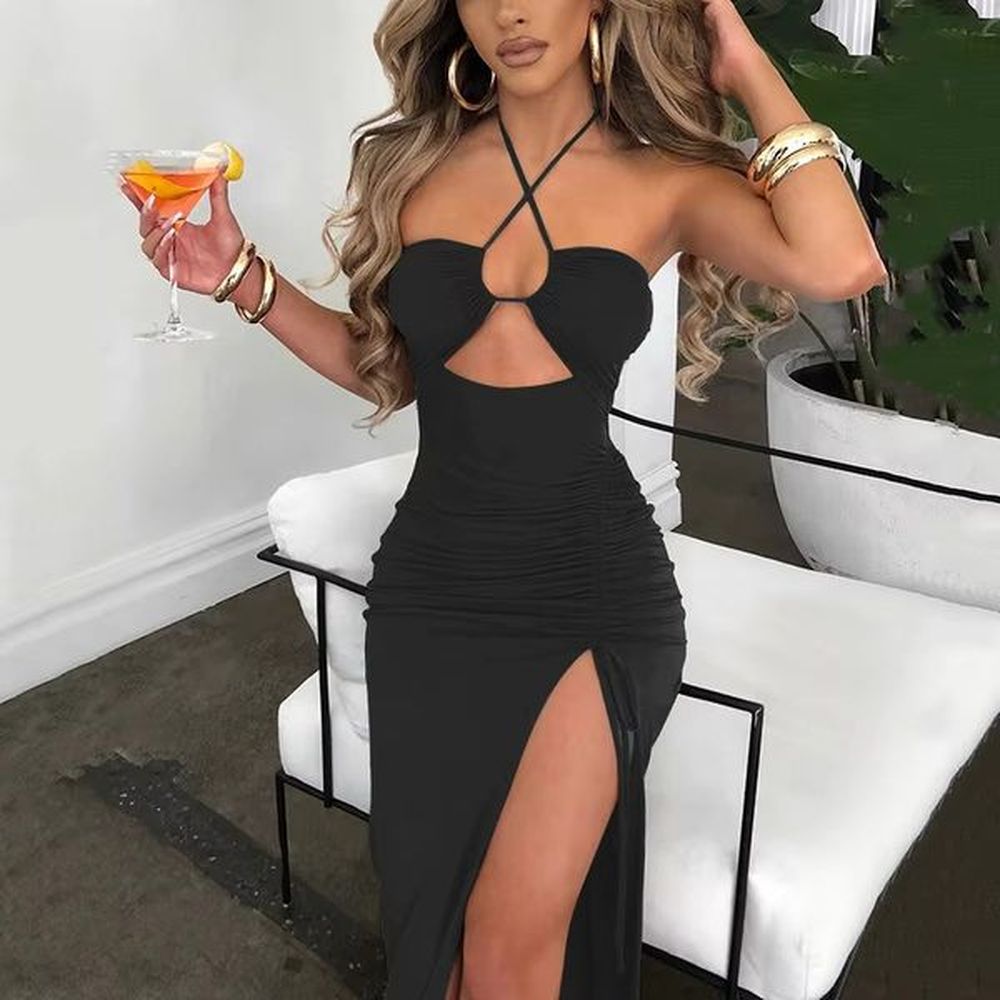 sexy women summer new sleeveless backless hollow out dresses slim