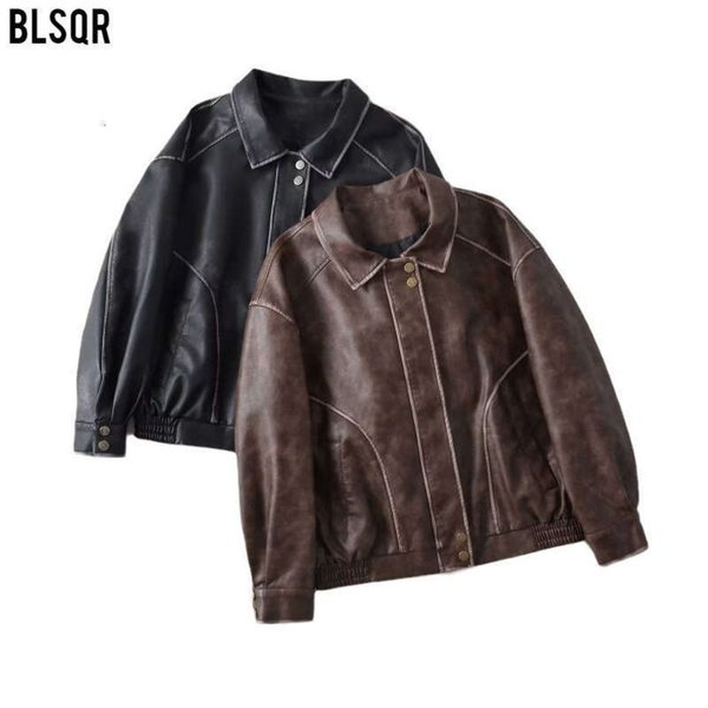 shanshi leather jacket women autumnwinter new womens wear heavy duty