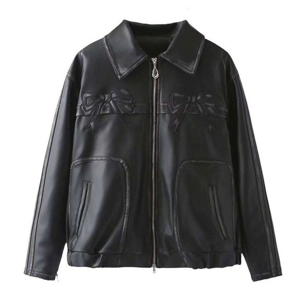 shanshi leather jacket women spring new product womens wear washing