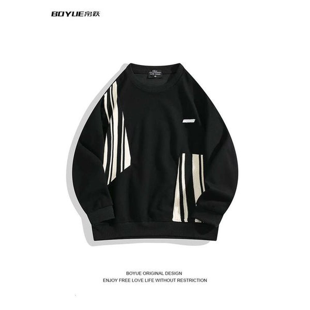 shanshi men hoodies designers American autumn and winter contrasting color patchwork hoodie with stripes handsome plus size students to wear