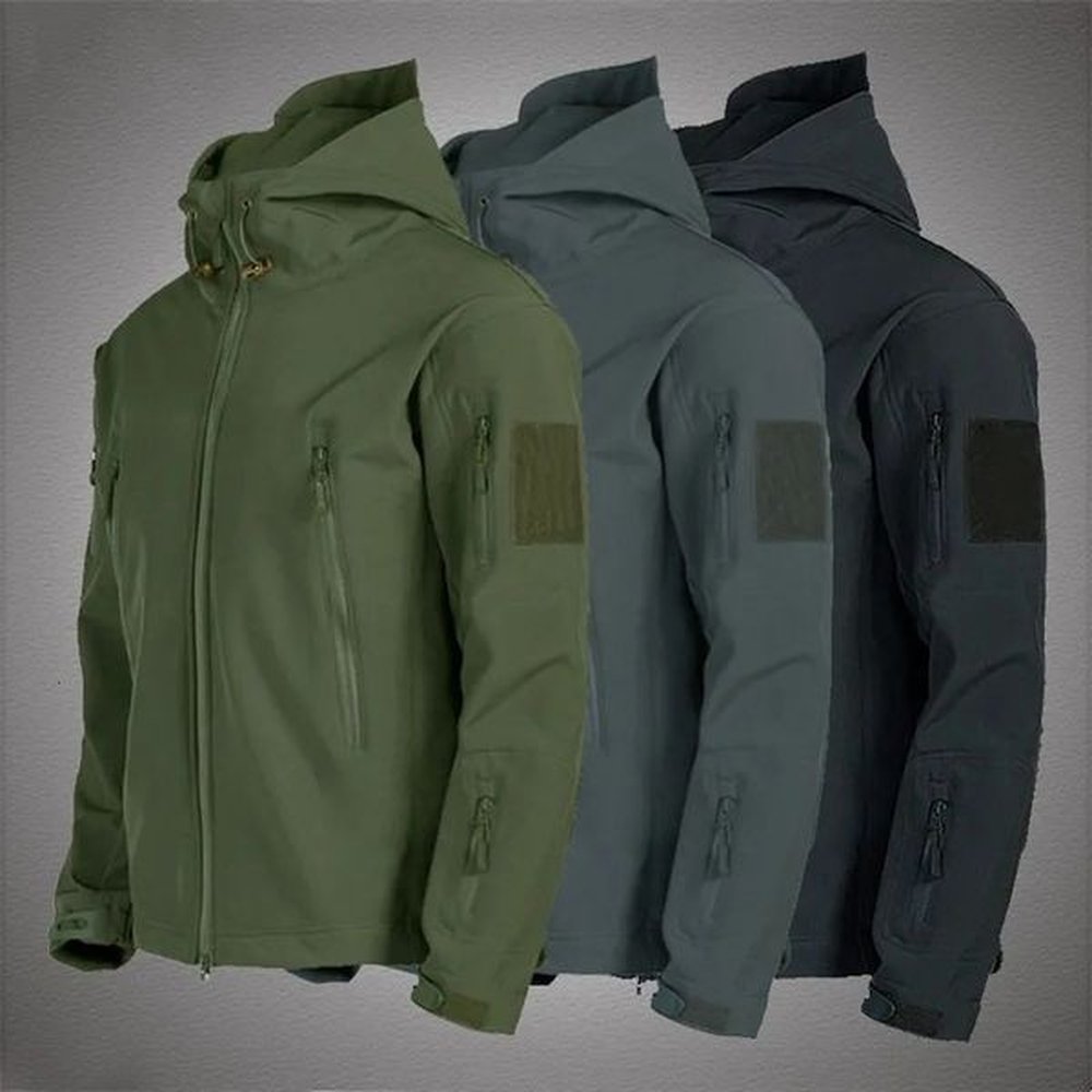 shark skin soft shell hooded jacket windproof and waterproof camping hiking hunting jacket elastic wool sports sweater 241209CJ