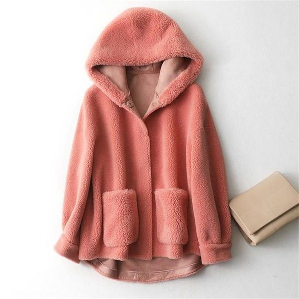 sheep shearing coat with big hat women real sheep wool