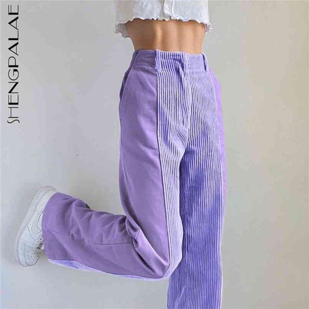 shenpalae personality trousers womens spring high waist straight fashion harajuku