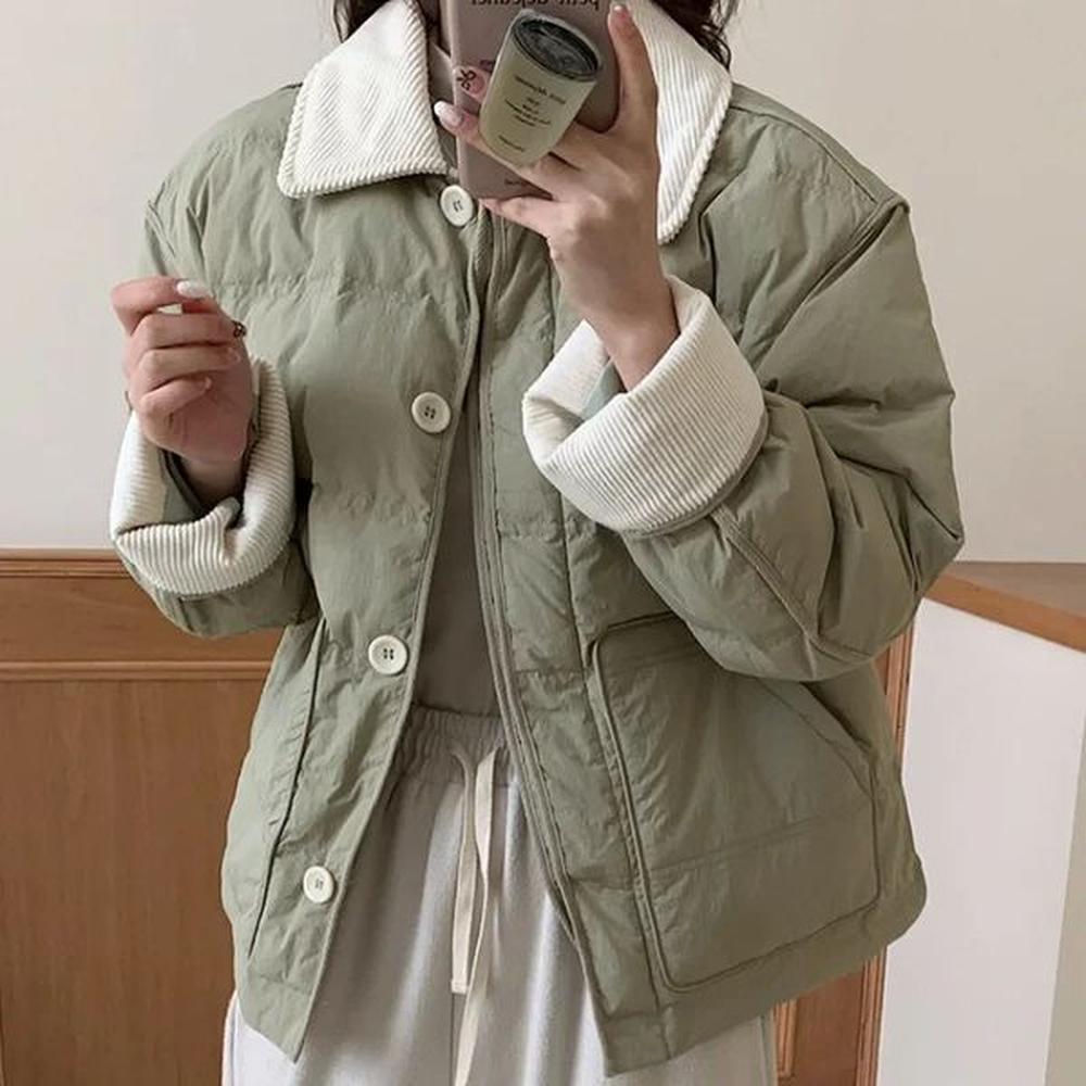 short korean style womens winter loose cotton coat thickened small