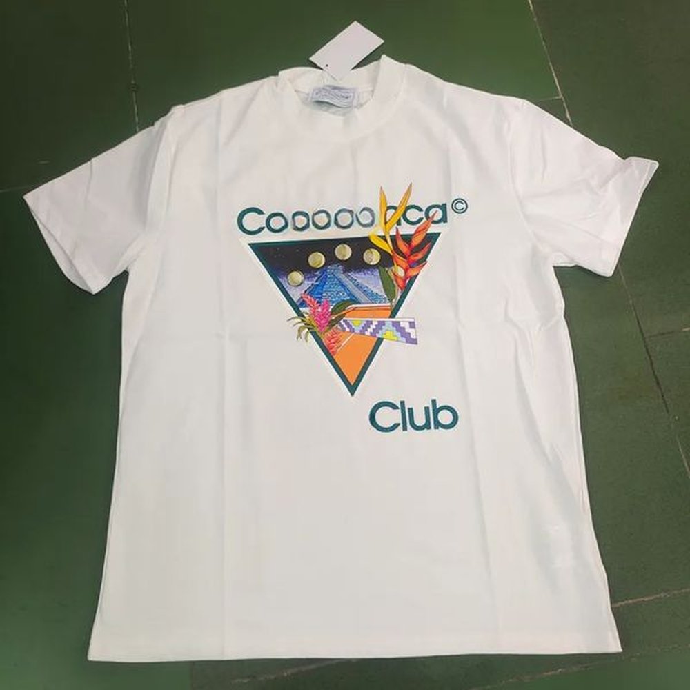 short sleeve Casablana T Shirts Designer Tees Casablancawomen Shirt Rainbow Mushroom Letter Print Short Sleeve Tops Cotton Loose Men Women S