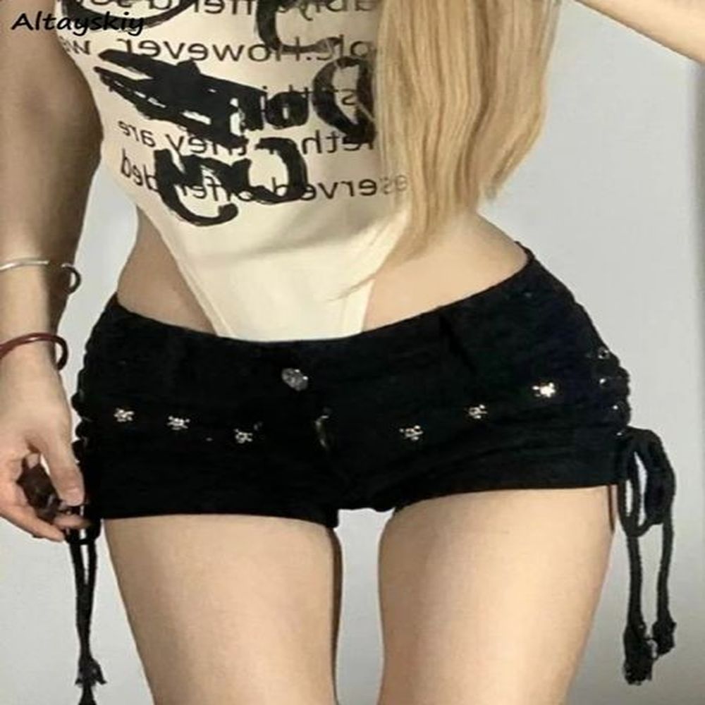 shorts women skinny creativity laceup streetwear daily personality students holiday