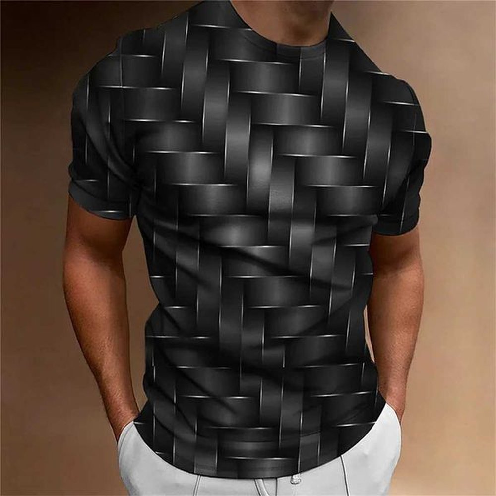 2023 Simple MenS T-Shirt Geometric Pattern 3d Printed MenS Top Everyday Casual Clothing Loose Oversized-Shirt Retro SweatshirtX241025
